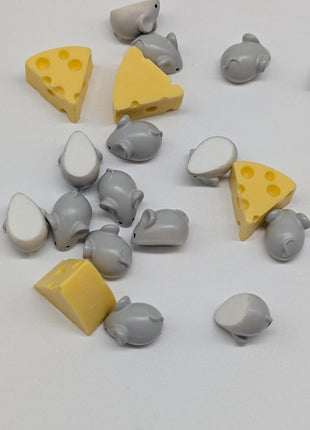 10 pc TINY Mouse Charms w Optional Cheese Wedge