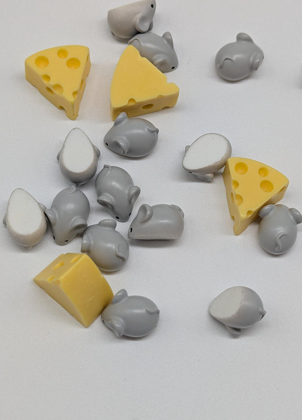 10 pc TINY Mouse Charms w Optional Cheese Wedge