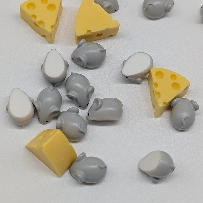 10 pc TINY Mouse Charms w Optional Cheese Wedge