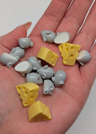 10 pc TINY Mouse Charms w Optional Cheese Wedge