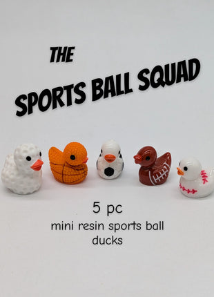 5 pc Sports Ball Squad - Mini Resin Sports Ducks