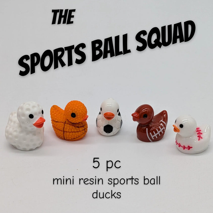 5 pc Sports Ball Squad - Mini Resin Sports Ducks